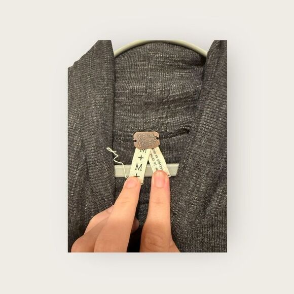 Free People Split Back Turtleneck Exposed Seam Charcoal Gray Size Medium - Picture 5 of 6